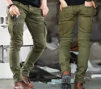 WholePort Jeans Men Casual Fashion Men Jeans Solid Color Biker Jeans Army Style Slim Skinny pants8109450