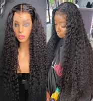 長い巻き毛シミュレーションBabyHair Deep Wave Full Lace Front Synthetic Wigs for Black Women 3416300で積み込まれた人間の髪のかつら