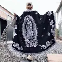 Blankets The Virgin Mary Blanket Personality Tapestry Office Air Conditioning Red Black Nap Living Room Sofa Ornaments
