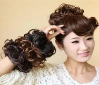 Kvinnor Tiara Satin Curly Messy Wavy Hair Bun Extension Elastic Hair Tie Hairpiece Wig Bands Fashion Scrunchie S19544203133
