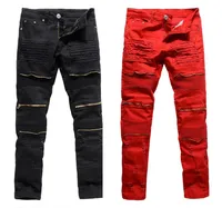 Men039s джинсы 3 цвета мужские брюки на молнии заостровая брюки для парней 2021 Европа в стиле Америка плюс размер разрывов Male3286209