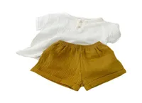 Giyim setleri erkekler kıyafetler bebek muslin pamuk kıyafetleri tshirt şortları gündelik yaz çocukları39s kısa kol üstleri pantolon 2p866891