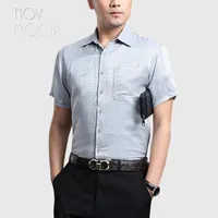 Men&#039;s Casual Shirts Novmoop 2022 Design Smart Natural Silk Short Sleeve Shirt For Men Camisa De Seda Los Hombres LT3235
