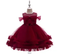 Girl039s Elbiseler 310 Yıllık Çocuklar Düğün Tül Kırmızı İnciler İçin Dress Girl Zarif Prenses Balgown Party Pageant Resmi Gown7090562