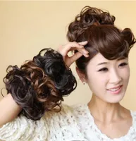 Women Tiara Satin Curly Messy Wavy Hair Bun Extension Elastic Hair Tie Hairpiece Wig Bands Fashion Scrunchie S19548516062
