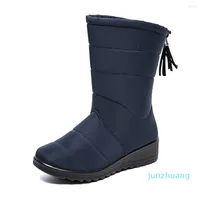 Designer -Boots Women Snow Fur Shoes Waterdicht platform Zipper Ladies Plush Plus Size Botas Mujer Dames Winter