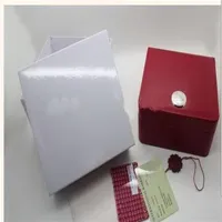 Luxo novo quadrado vermelho para omega caixa assista a tags de placas e papéis em inglês relógios caixa original interno externo Men Wristwatch 3505