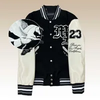 高品質の刺繍ジャケットフィルックパターン野球ハイストリートコントラストカラーウールブレンドメンチャケタデボンボルデロ