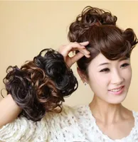 Kvinnor Tiara Satin Curly Messy Wavy Hair Bun Extension Elastic Hair Tie Hairpiece Wig Bands Fashion Scrunchie S19545503044