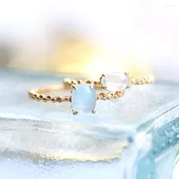 Pierścienie klastrowe Mobuy Półprzewodnikowy akwamaryna dla kobiet 925 Srebrny pierścień 10k Gold Gold jasnoniebieski kamień akcesoria RI017