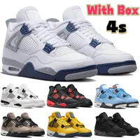 Box With jumpman 4 4s retro basketball shoes Military Black Game Royal cat red thunder university blue midnight navy white oreo Taupe Haze