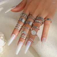 Alyanslar 15 PC/Set Gümüş Bohemian Kristal Kelebek Kadın Yüzüğü Toplu Vintage İnci Knuckle istiflenebilir 2022 Trend Girek Mücevherat