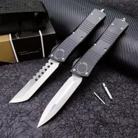 MIC UltraTech Hellhound Automatisk kniv svart rak taktisk 3.6 // D2 Justerbar rakblad Aluminiumlegering Handtagning Hunting Pocket EDC Knives UTX70 UT85 3300