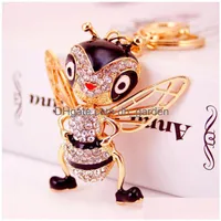 Key Rings Creative Oil Drop Craft Small Gift Cartoon Cute Little Bee Keychain Lady Bag Accessories Insect Animal Metal Pendant Deliv Dhrok