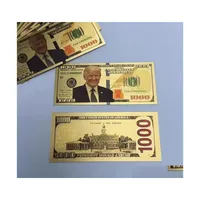 Inne świąteczne dostawy partii przychylą Trump Dollar USA Prezydent Banknot Plastic Gold Foil Planowane rachunki amerykańskie wybory powszechne S Dhkjd