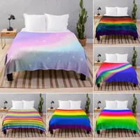 Blankets Rainbow Gradient Throw Blanket Colourful Stripe Pattern King Queen Size Super Soft Lightweight Warm For Living Room Couch Sofa