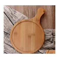 Chopping Blocks 8 Size Bamboo Round Pizza Tray With Handle Baking Cutting Board Home Bakeware Tools Food Grade Trays D1295 Drop Deli Dhuht
