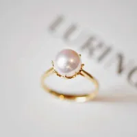 Projektantka Ayoks Woman Pearl Pierścienie 925 Srebrna korona. Seawater Pearl 8,5 mm pusty pierścień prosty damski