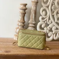 Designer de luxo de qualidade original Vanidade com sacos de corrente 17cm Sacos de cosméticos de Small Cosmetic com caixa C207