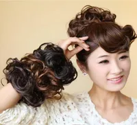Women Tiara Satin Curly Messy Wavy Hair Bun Extension Elastic Hair Tie Hairpiece Wig Bands Fashion Scrunchie S19547472634