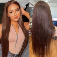 Brown Straight Body Wave Lace Front Wig 13x4 Transparent Human Hair Wigs For Women