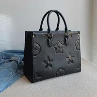 Luxurys tote bag Designer Onthego Embossed Black Flower Bag Women Bags Handbags Totes Shoulder Handbag Leather Diamond Evening