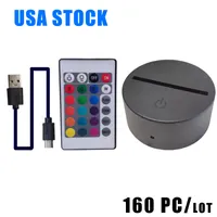 3D Illusion Night Light 3in1 RGB LED Lamp Bases Touch Switch Replacement Base for 3 D Table Desk Lamps Dropshipping Crestech