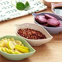Plates 4Pcs Soy Sauce Dish Multipurpose Leaf-Shape Small Seasoning Saucers Appetizer For Vinegar/Salad Sauce/Wasabi