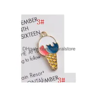 Charms Ice Cream Enamel Alloy Gold Plated Color Pendants For Handmade Diy Earrings Necklace Key Chain Bracelet Jewelry Making Drop D Dheqs