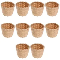 Wiejskie tkane koszyki aranżacje owoców przenośne koszyki do przechowywania bambus mini pulpit