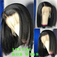 Straight Bob Wig Lace Front Human Hair Wigs Brazilian Short Transparent T Part For Women Pre-Plucked Natural Color