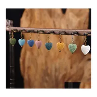 Dangle Chandelier 8 Colors Lava Rock Heart Shape Earrings Essential Oil Diffuser Natural Stone Drop Ear Rings For Women Fashion Ar Dhlop