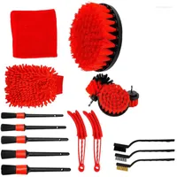 Car Washer Top!-16 Pcs Auto Detailing Brush Kit For Cleaning Wheels Tires Rims Drill Wire Automotive Air Conditioner
