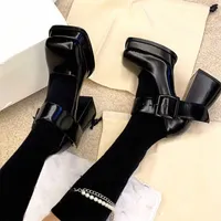 Boots 2022 New Gothic High-heeled Shoes Women Pumps Korean Version of the Wild Thick with Square Head Retro Mary Jane Women's 221215
