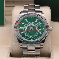 NEUE hochwertige Uhren 42mm Sky-Dweller Green Dial 326938 Asien 2813 Automatische mechanische Herren Uhren 243U