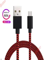 Micro USB Typec Cable USBC Snabb laddare flätade kablar 1m 3ft 2m 6ft snabbladdningssladd för not 10 S10 plus Huawei P30 Pro8977482