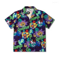 Camisas casuais masculinas Summer Hip Hop punk para homens Imprima química homme botão de manga curta Tops Soly Fashion Beach Hawaiian Shirt