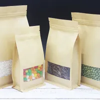 50pcs oito sacos de p￩ de borda Kraft Papel Bloqueio de pacote de pacote recicl￡vel Anti-monsture Zipper Food Storage bolsa de bolsas de embalagem de doces