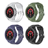 for Samsung Galaxy Watch 5 Pro 45mm Soft Silicone Rugged Protective Case Band Strap Cover