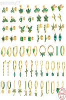 Inmaker Green Cubic Zircon 925 Sterling Silver d Earrings For Women Collar Piercing Round Earrings Female Jewelry Pendients L220813261532