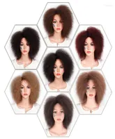 Синтетические парики 65 -дюймовые волосы короткие извращенные вьющиеся афро -парик Супер пушистый для женщин 100 грип Красный коричневый черный кенд 223159367
