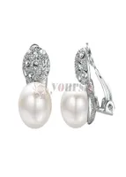 Yoursfs Clip on Pearl Earrings for Women Sparkly CZ Floral Wedding Anniversary Gift4802785