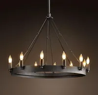 American Circle Candle Chandelier 빈티지 둥근 단철 E14 램프 Retro for Parlor Garden Home Lighting PA01518374721