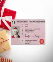 Greeting Cards 50pcs Santa Claus Flight License Christmas Eve Driving Licence Gifts For Children Kids Tree Decoration1828523