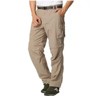 Pantalones de senderismo para hombres Cierre convertible con pantalones cortos al aire libre Safari de pesca ligera de pesca ligera.