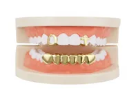 Factory Bottom Real Gold Plated Teeth Grillz Set Mixed Design Fake Tooth Grillz Hiphop Cool Men Body Jewelry Rap Artist Mou7388517
