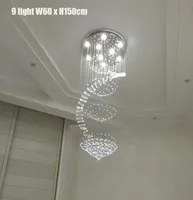 Luksusowe LED kryształy żyrandol Crystal Light Gu10 Lampy żarówki LED MOUNT Schody Schody Oświetlenie Oświetlenie ze stali nierdzewnej zimna White9146023