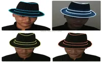 Szerokie grzbiet Hats Gzyuchao El Night Shlowing Fedora Widebrim Summer Hat Jazzcap LED LUDNY FOR STACJA TANIEC DJ Club5818554