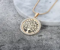 Drzewo życia kryształowy okrągły mały naszyjnik złota srebrne kolory róży eleganckie kobiety biżuterii Prezenty 4801728
