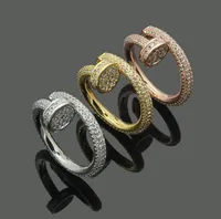 Nail ring classic jewelry mens women Titanium steel GoldPlated Gold Silver Rose Never fade lovers couple rings gift4927646